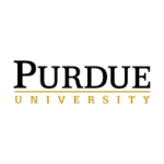 The image displays the Purdue University logo, featuring the word "Purdue" in large black capital letters and "University" in smaller gold capital letters below it.