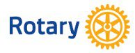 navy and yellow logo for Rotary Club contains a gear