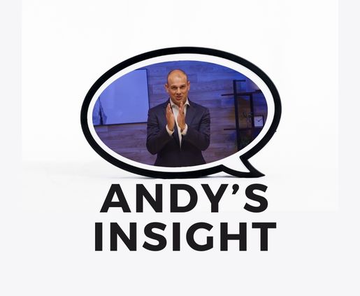 Man in a word bubble with his hands together in. Captions reads "Andy's Insight" explanation