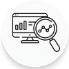 icon of a magnifying glass on a computer screen of investments