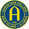 A round logo with a blue background and a yellow border. Inside, the yellow text reads "AUGUSTANA COLLEGE ROCK ISLAND ILLINOIS" around a large yellow letter 'A' with the numbers "1860" below it.