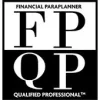 Logo featuring the text "Financial Paraplanner Qualified Professional" with large initials "FP" on the top half and "QP" on the bottom half. The top section has black text on a white background, and the bottom section has white text on a black background.