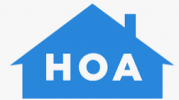 A blue stylized house icon contains the white capital letters "H", "O", and "A" from left to right, with the "O" centered and slightly larger. The design symbolizes a Homeowners Association (HOA).