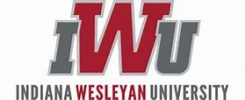 Logo of Indiana Wesleyan University. The text "IWU" is prominently displayed in bold red and gray capital letters. Below it, "Indiana Wesleyan University" is written with "Wesleyan" in red and "Indiana" and "University" in gray.