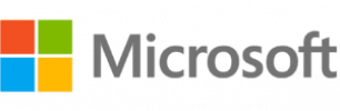 The image shows the Microsoft logo. The logo features a square divided into four equal smaller squares colored red, green, blue, and yellow. To the right of the square, the word "Microsoft" is written in gray using a sleek, modern font.