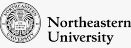 The image shows the Northeastern University logo. On the left is a circular emblem featuring the university seal with the text "Northeastern University 1898" surrounding a central shield. On the right, the text "Northeastern University" is written in black.
