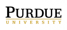 The image displays the Purdue University logo, featuring the word "Purdue" in large black capital letters and "University" in smaller gold capital letters below it.