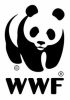 Black and white logo of a panda bear with the letters "WWF" underneath. The panda's body and head are stylized with minimalistic design to form a recognizable figure, and the logo is encircled by the trademark and copyright symbols.