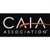 The image features the logo of the CAIA Association. The logo consists of the word "CAIA" in large, white capital letters, with the word "ASSOCIATION" in smaller white capital letters below it. An orange swoosh runs through the letters "A" in "CAIA". The background is black.