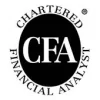 The image shows the Chartered Financial Analyst (CFA) logo, with "CFA" in large letters centered inside a black oval. The words "CHARTERED FINANCIAL ANALYST" circle around the oval in uppercase letters.