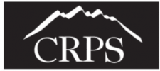 A rectangular black logo features a stylized white mountain range at the top. Below the mountains, the letters "CRPS" are prominently displayed in white, uppercase serif font.