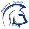 A graphic of a Spartan helmet in blue and yellow with the text "Spartan Spirit!" above it and "Jefferson Elementary" below in blue. The text and helmet are stylized in a bold, energetic design.