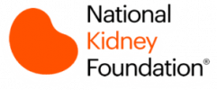 Logo of the National Kidney Foundation featuring an orange kidney shape on the left. The text "National Kidney Foundation" is to the right, with "Kidney" in orange and the rest in black. The logo has a white background with a black and orange outline.