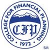 A circular logo with "College for Financial Planning" written around the edge. Inside, a mountain range appears above the initials "CFP." The year "1972" is at the bottom, and the trademark symbol "SM" is in the bottom right corner outside the circle.