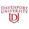 Logo of Davenport University featuring the university's name in red uppercase letters above a stylized red shield containing a bold red letter "D".