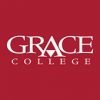 The image displays the logo of Grace College, with the word "GRACE" in large white letters and "COLLEGE" in smaller white letters underneath, all set against a solid red background.