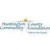Logo of Huntington County Community Foundation featuring a yellow sun rising above the text with rays extending outward. The tagline "Path to the Future" is included beneath the main text.
