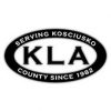 A black oval logo with bold white text "KLA" in the center. Surrounding it, in smaller white text, are the words "SERVING KOSCIUSKO COUNTY SINCE 1982.