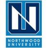 The Northwood University logo features a stylized, overlapping "N" and "U" in white against a blue background, placed inside a blue rectangle. Below the symbol, the words "Northwood University" are written in white letters on a blue rectangular background.