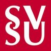 SVSU logo with white letters on a red background. The letters "S" and "U" are stacked vertically on the left, while a larger "V" appears on the right. The overall design forms a visually appealing, symmetrical arrangement.