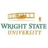 Logo of Wright State University featuring a green and gold illustration of the Wright brothers' airplane. The text "Wright State" is in green, and "University" is in gold below the illustration.